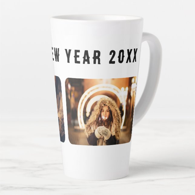 2 Photo Collage Happy New Year 2023  Latte Mug (Right Angle)