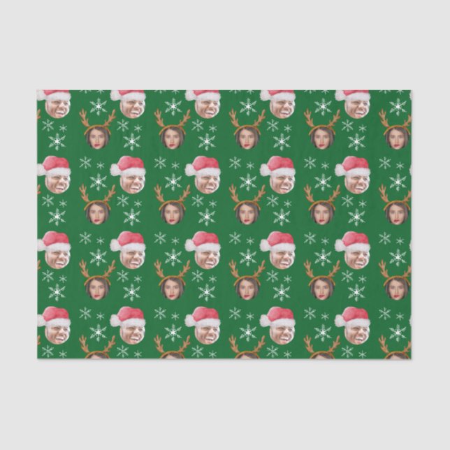 2 Photo Collage Santa and Reindeer Tissue Paper (Front)