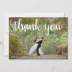2 Photo Colour + Black & White Wedding Thank You Card