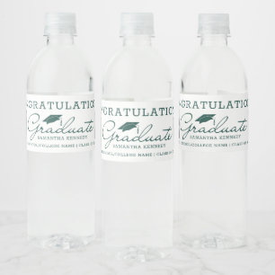 2 Photo Congrats 2025 Graduate Green And White Water Bottle Label