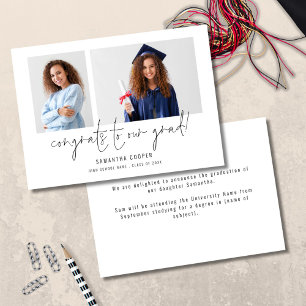 2 Photo Congrats Grad Graduation Announcement