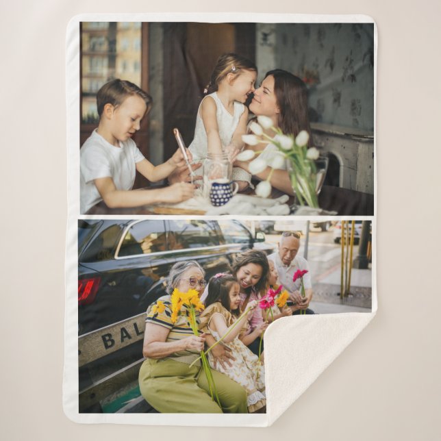 2 Photo Custom Collage Personalised  Sherpa Blanket (Front)