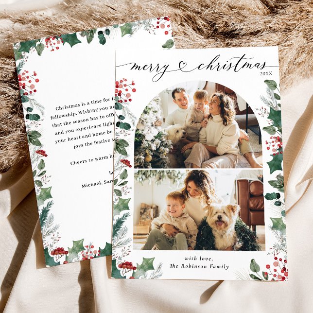 2 Photo Custom Message Boho Christmas Card (Creator Uploaded)