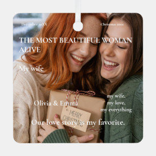 2 Photo Custom Most Beautiful Women Alive Metal Tree Decoration