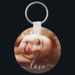 2 Photo Double Sided Round Template Love Metal Key Ring<br><div class="desc">Fully customisable 2 photo edge print template double sided love text circle metal keychain.</div>