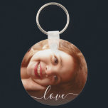 2 Photo Double Sided Round Template Love Metal Key Ring<br><div class="desc">Fully customisable 2 photo edge print template double sided love text circle metal keychain.</div>