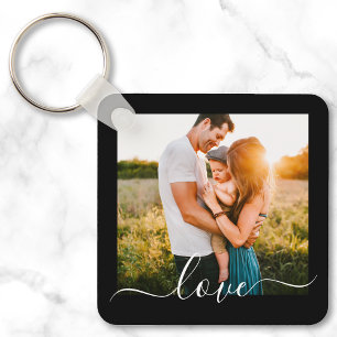 2 Photo Double Sided Template Love Text Metal Key Ring