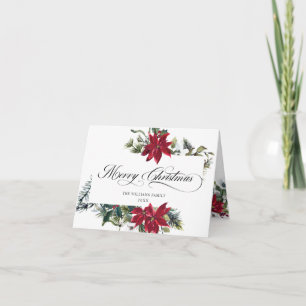 2 PHOTO Elegant Poinsettia Christmas Greeting Holiday Card