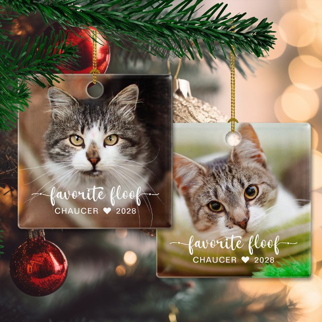 2 Photo Favourite Floof Cute Pet Photo Ceramic Ornament (2 Photo Favorite Floof Cute Pet Photo Ceramic Ornament)