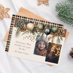 2 Photo Festive Greenery  Holiday Card