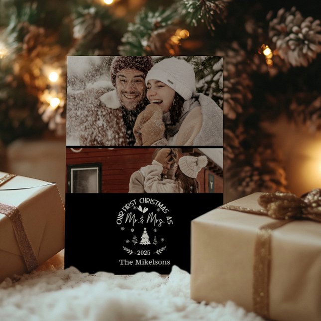 2 Photo First Christmas as Mr. & Mrs Holiday Card (Creator Uploaded)