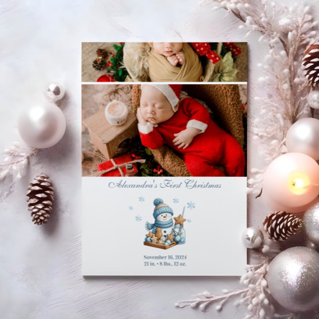 2 Photo First Christmas Birth Announcement  (Creator Uploaded)
