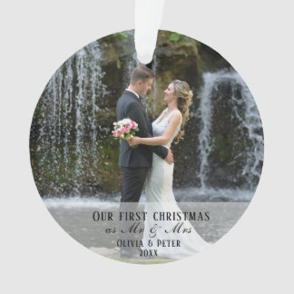 2 Photo First Christmas Married as Mr. & Mrs. Ornament