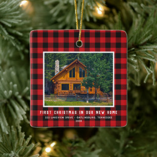 2 Photo First Xmas New Home Rustic Ceramic Orname Ceramic Ornament