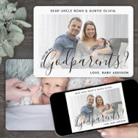 2 Photo Godparents Proposal Modern Elegant Script