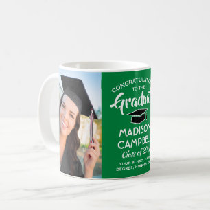 2 Photo Graduation Congrats Green White and Black Coffee Mug