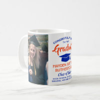 2 Photo Graduation Congrats Modern Orange and Blue