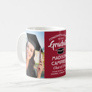 2 Photo Graduation Congrats Red White and Black Coffee Mug