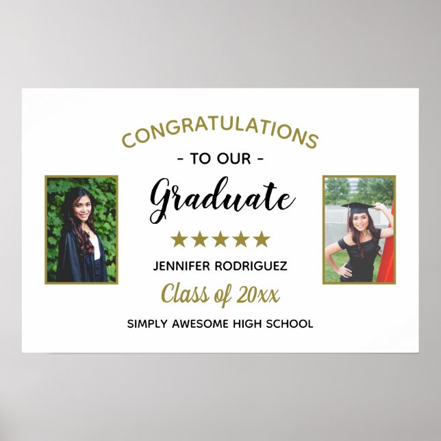 2 Photo Graduation Congratulations Graduate Custom Poster (Front)