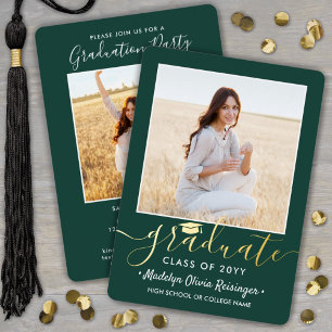 2 Photo Graduation Party Green White and Gold
