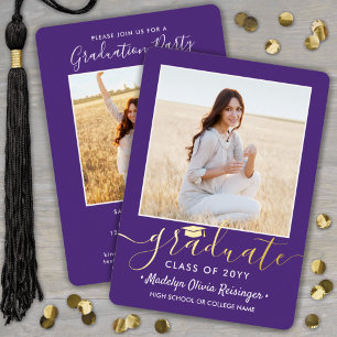 2 Photo Graduation Party Purple White and Gold