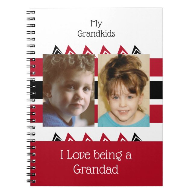 2 photo grandkids red black notebook (Front)