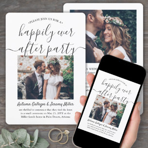 2 Photo Happily Ever After Party Elopement Wedding Invitation