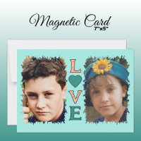 2 photo Love green peach magnetic card