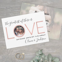 2 Photo Love Pink Rose Gold Unique Modern Wedding