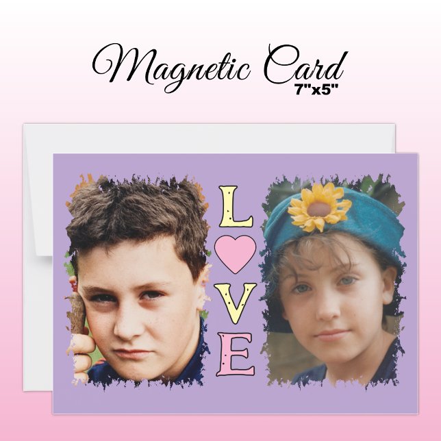2 photo Love yellow pink magnetic card (Creator Uploaded)
