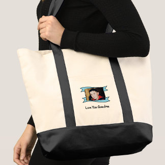 2 photo love you grandma blue tote bag