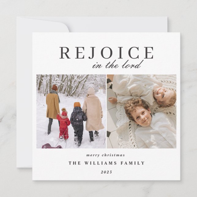 2 Photo Matthew 2:10-14 Bible Verse Christmas Holiday Card (Front)