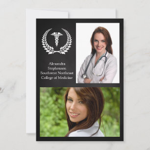 2 Photo Medical Caduceus Laurel Invitation