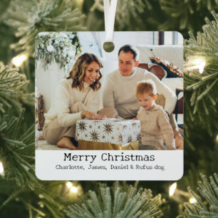 2 Photo Merry Christmas Personalised Metal Tree Decoration