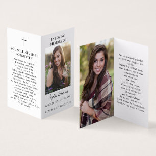 2 Photo Minimal Modern Memorial Folder Prayer Card