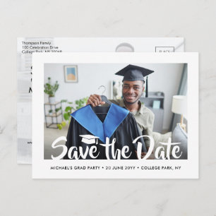 2 Photo Modern Script Graduation Save the Date Postcard