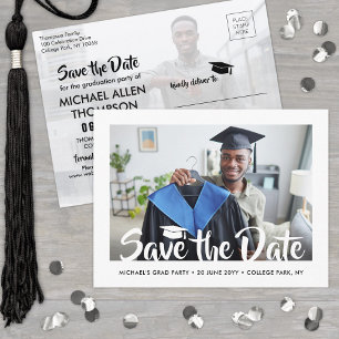 2 Photo Modern Script Graduation Save the Date Postcard