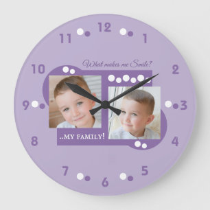 2 photo my family purple large clock