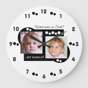 2 photo my family white large clock