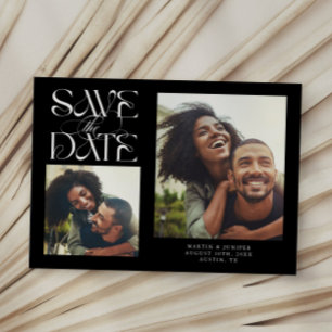 2 Photo Mystical Modern Typography Black Save The Date