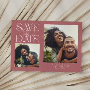 2 Photo Mystical Modern Typography Pink Save The Date