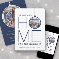 2 Photo New Home Address Modern Navy Blue Moving