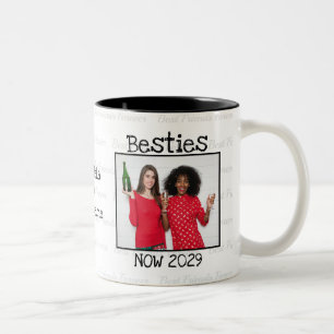 2 Photo NOW AND THEN Besties BFF Two-Tone Coffee Mug