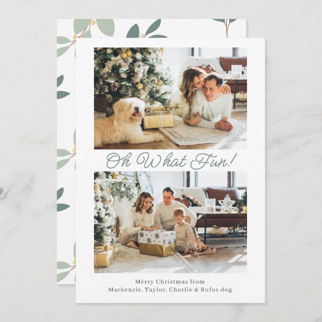 2 Photo Oh What Fun Christmas Holiday Card (Front/Back)