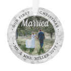 2 Photo Our First Christmas Married Faux Marble