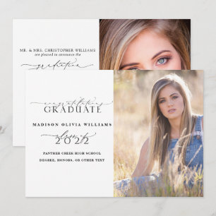 2 Photo Parents Congrats Simple Script Graduation Invitation