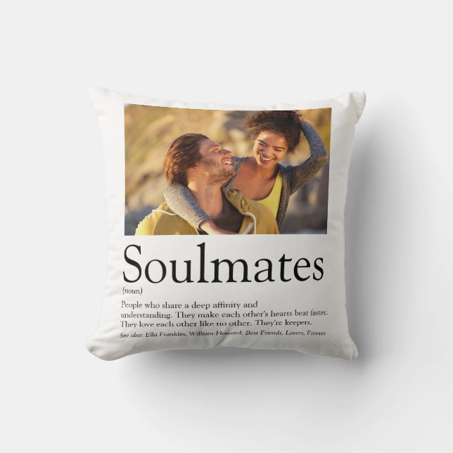 2 Photo Personalised Soulmates Definition Cushion (Front)