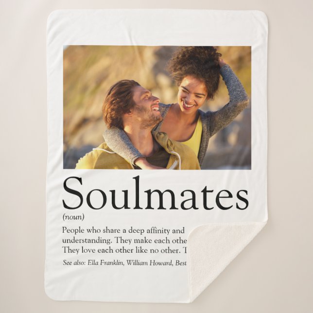 2 Photo Personalised Soulmates Definition Sherpa Blanket (Front)