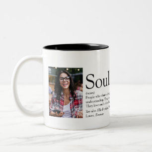 2 Photo Personalised Soulmates Definition Two-Tone Coffee Mug