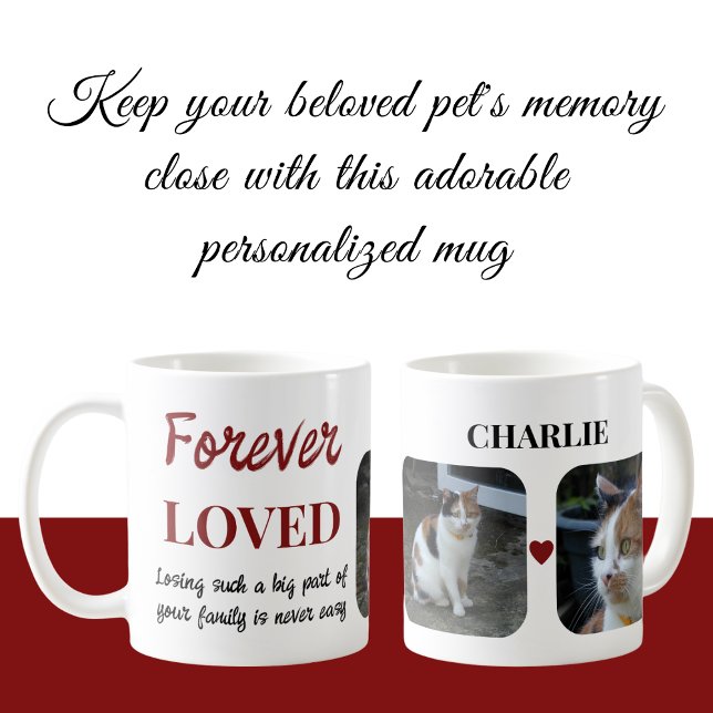 2 Photo Pet Loss Keepsake Pet Memorial burgundy Coffee Mug (Creator Uploaded)